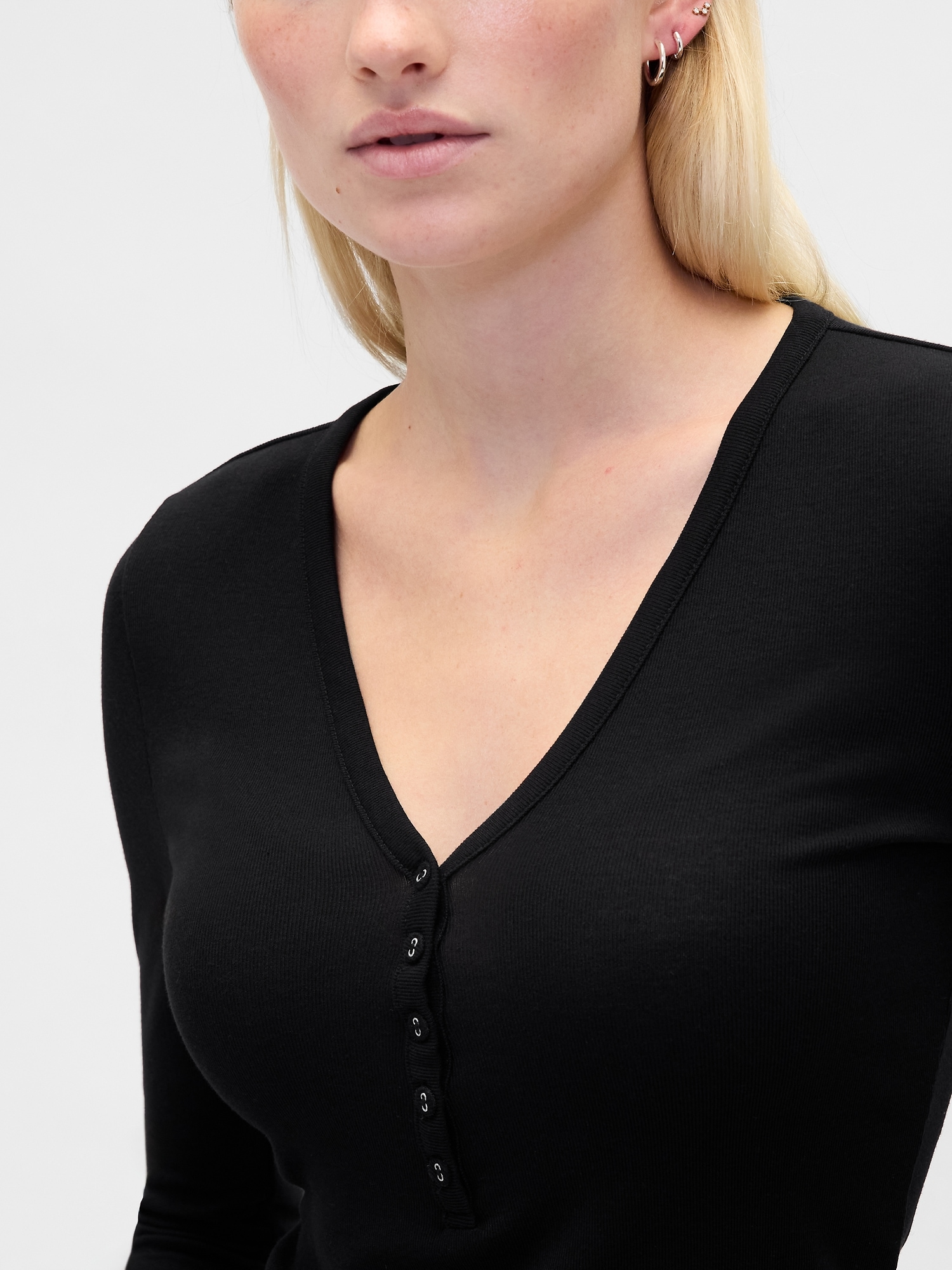 Sheer Rib Henley T-Shirt