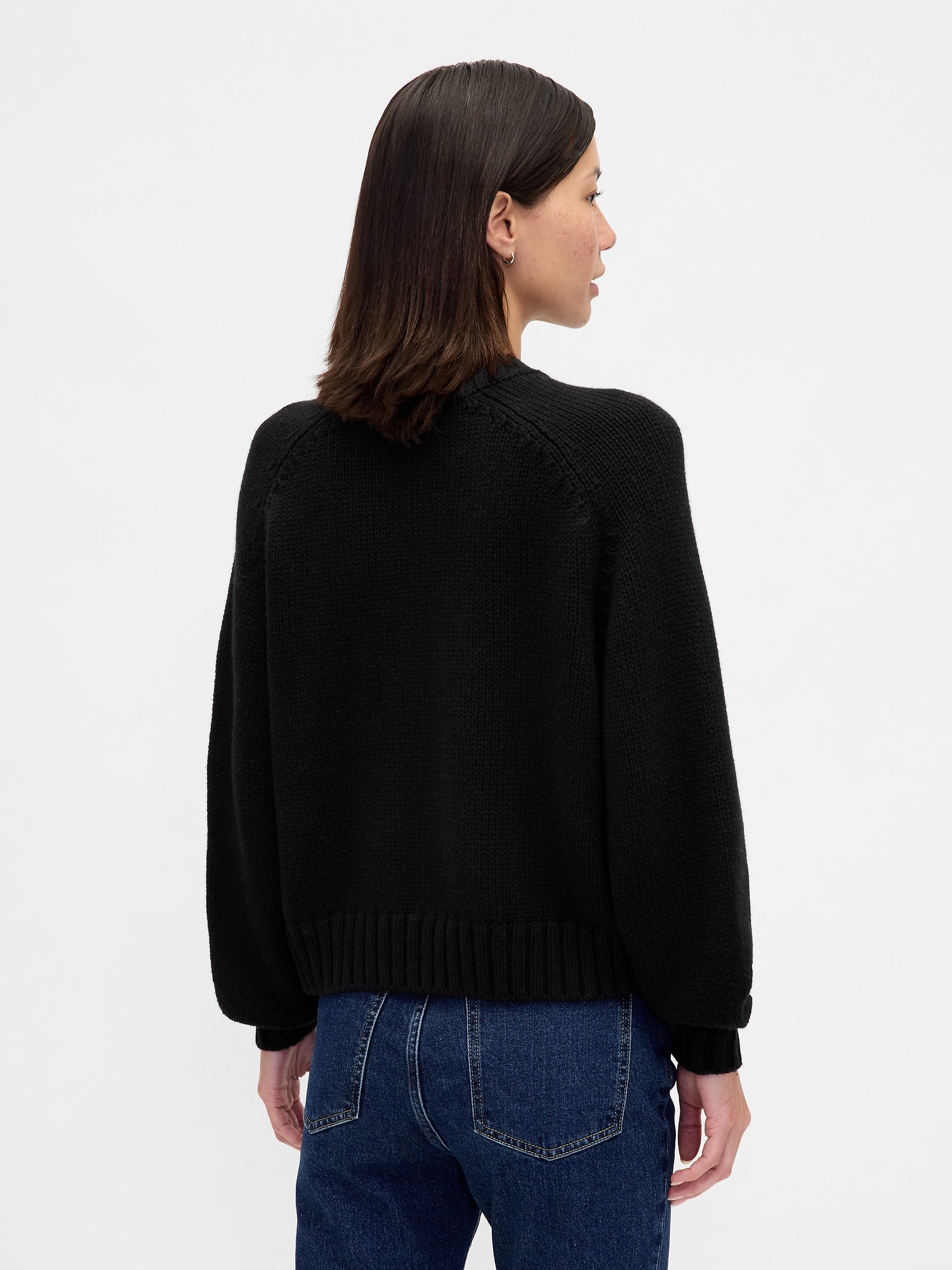Relaxed Saddle-Sleeve Crewneck Sweater