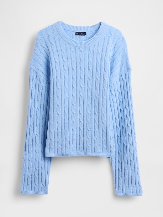 Image number 5 showing, CashSoft Cable-Knit Crewneck Sweater