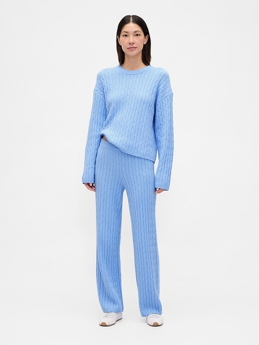 Image number 1 showing, CashSoft Cable-Knit Sweater Pants