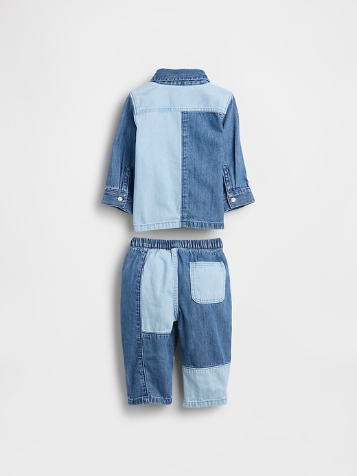 Image number 2 showing, Baby Two-Tone Denim Outfit Set