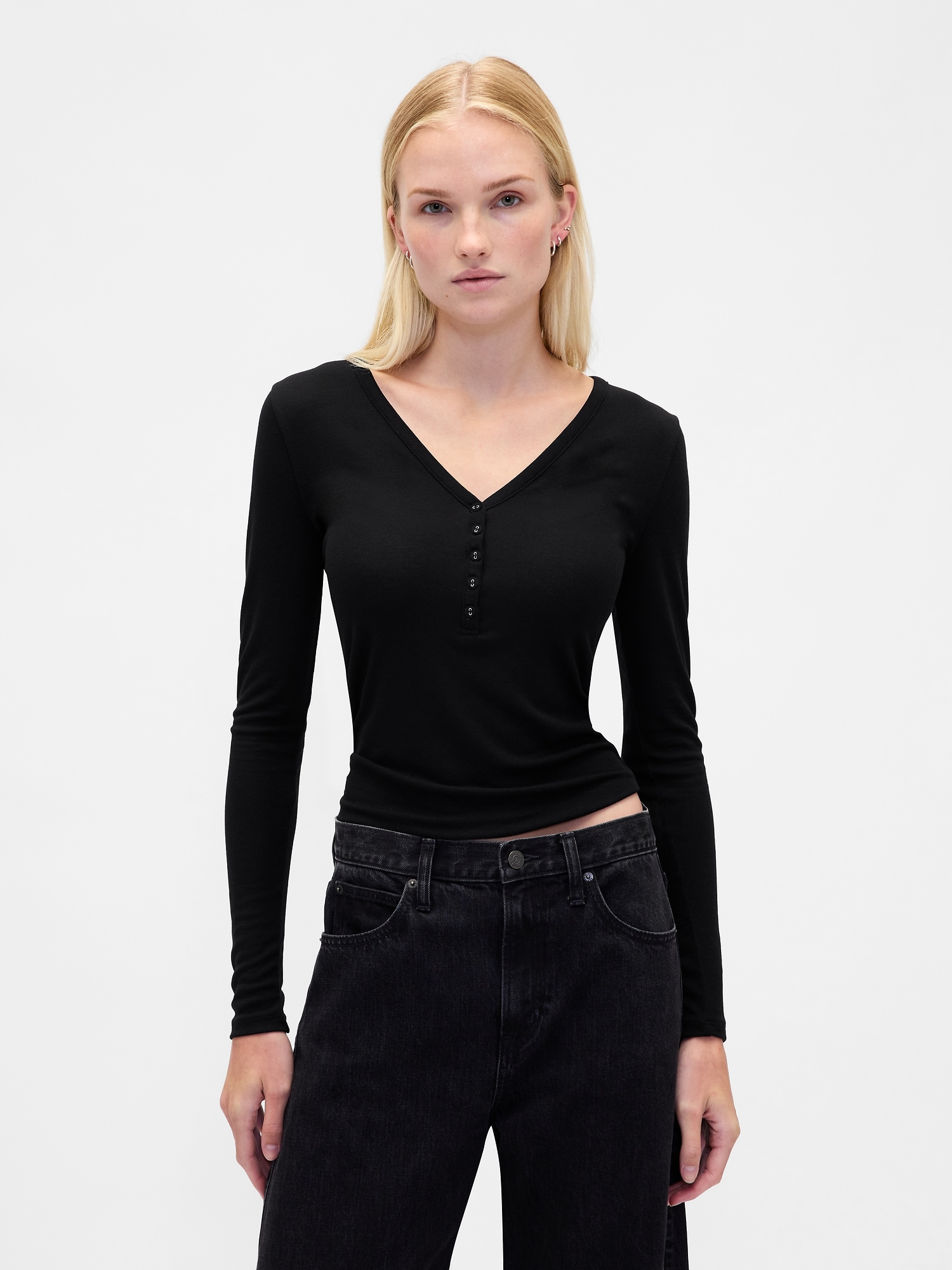 Sheer Rib Henley T-Shirt