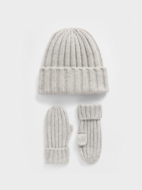 Baby & Toddler CashSoft Rib Beanie & Mittens Set