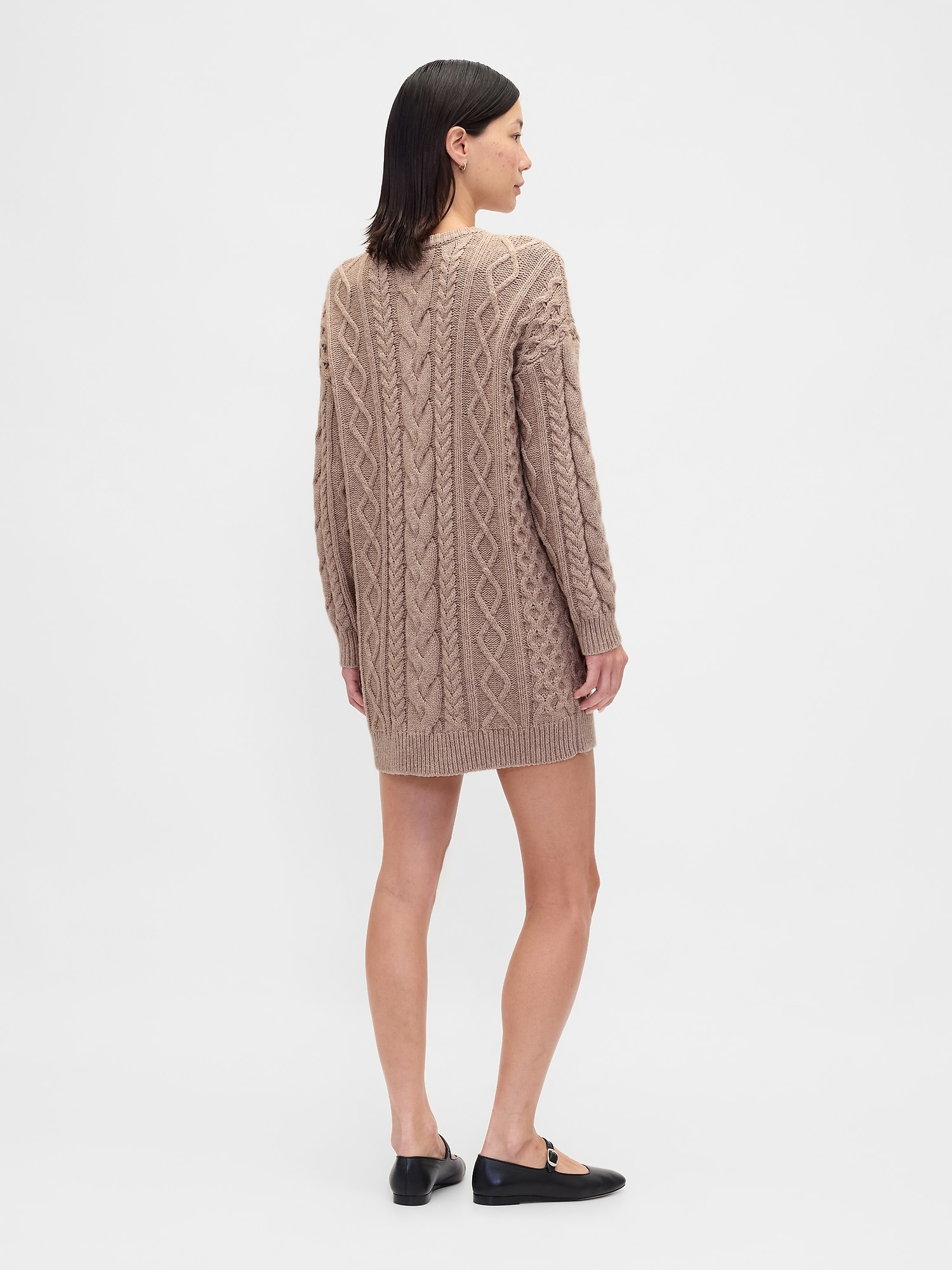 Cable-Knit Mini Sweater Dress