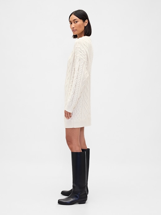 Image number 3 showing, Cable-Knit Mini Sweater Dress