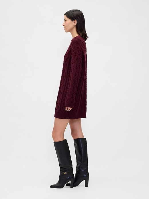 Image number 3 showing, Cable-Knit Mini Sweater Dress