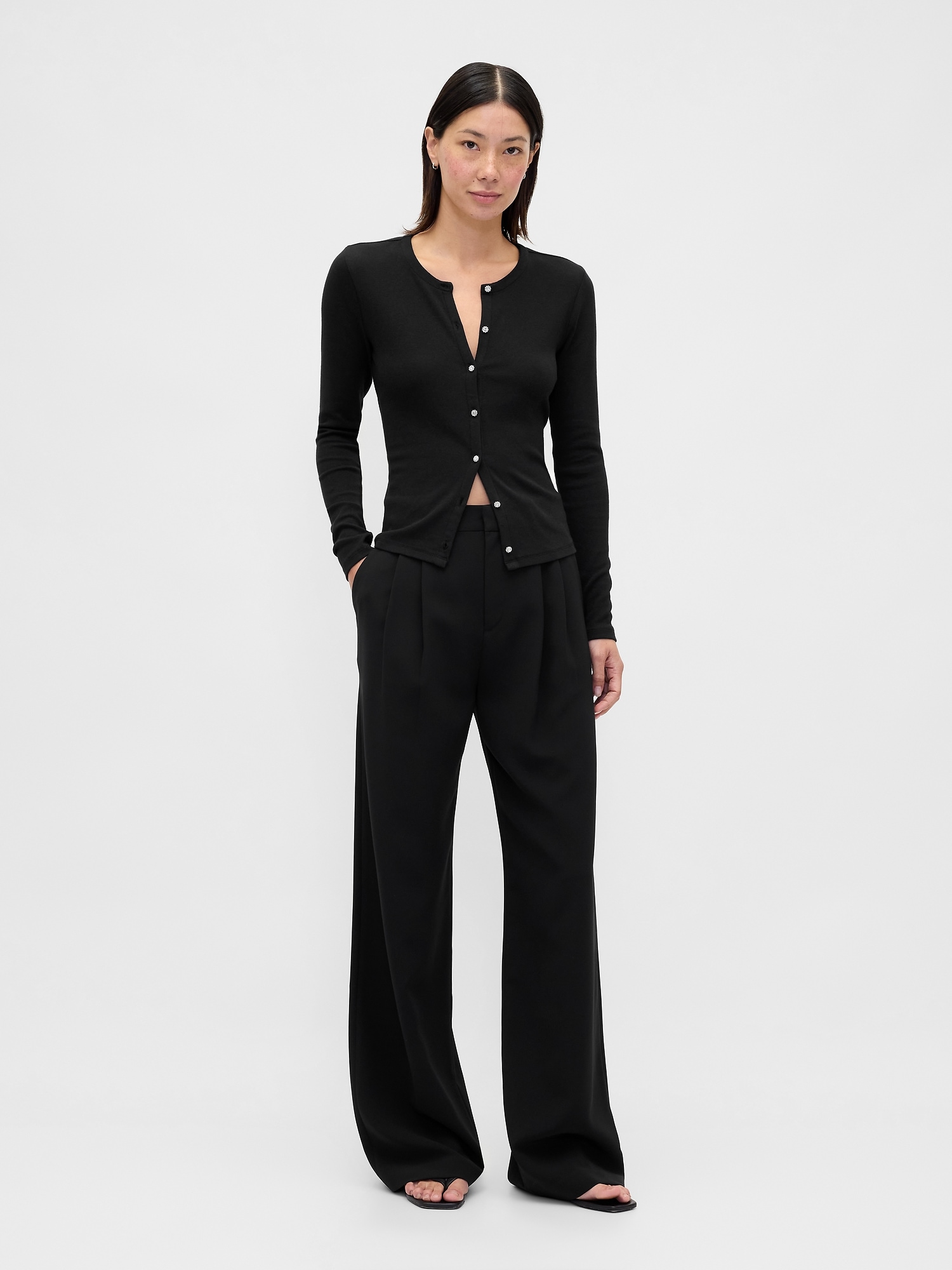 Modern Jewel Button Cardigan