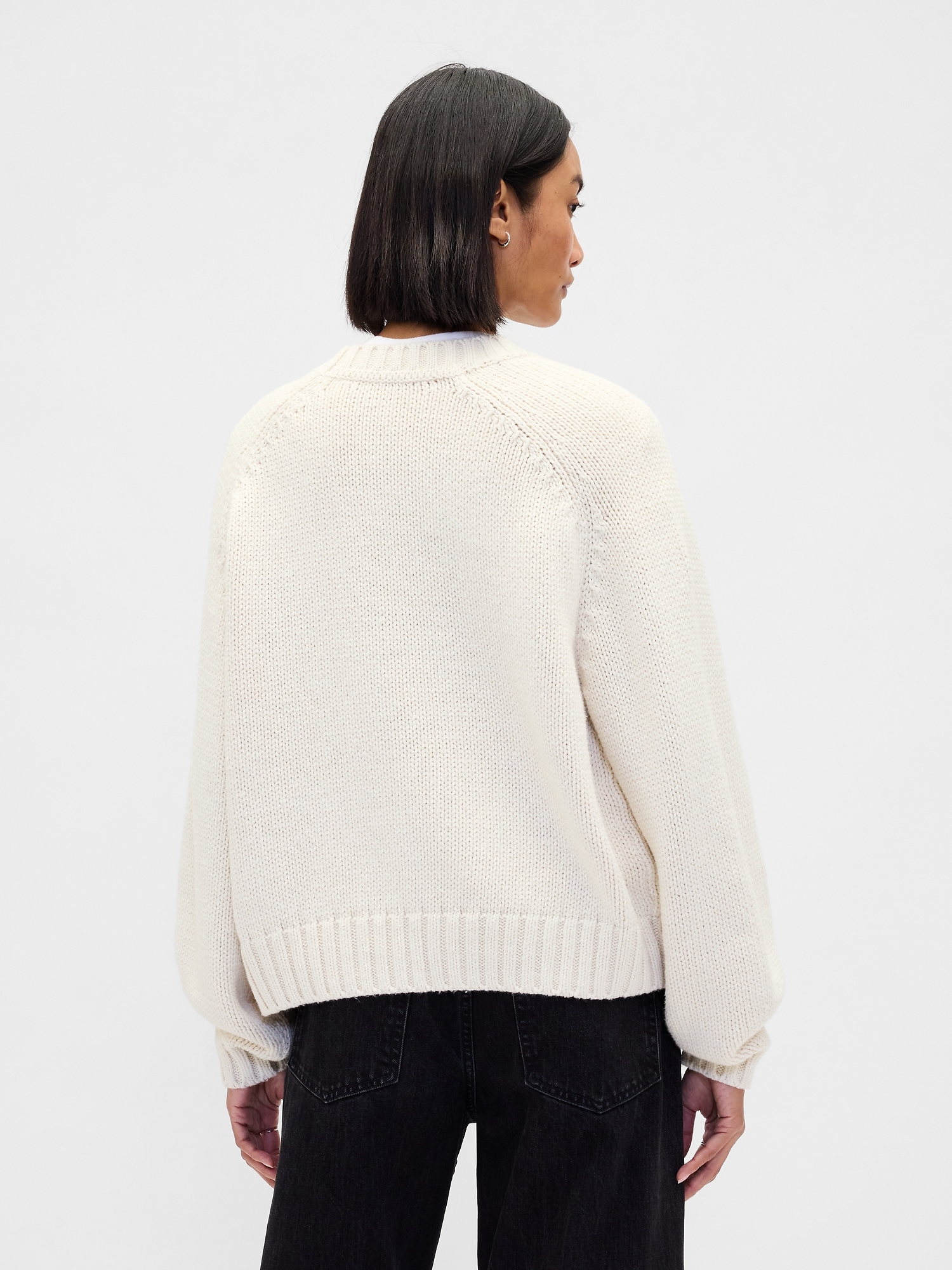 Relaxed Saddle-Sleeve Crewneck Sweater