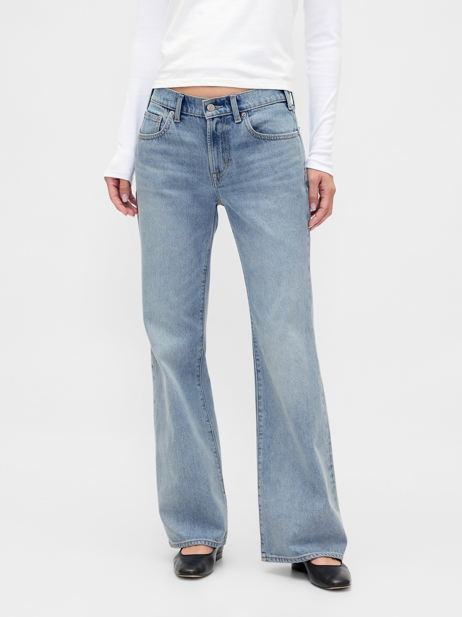 Mid Rise Rigid Relaxed Flare Jeans