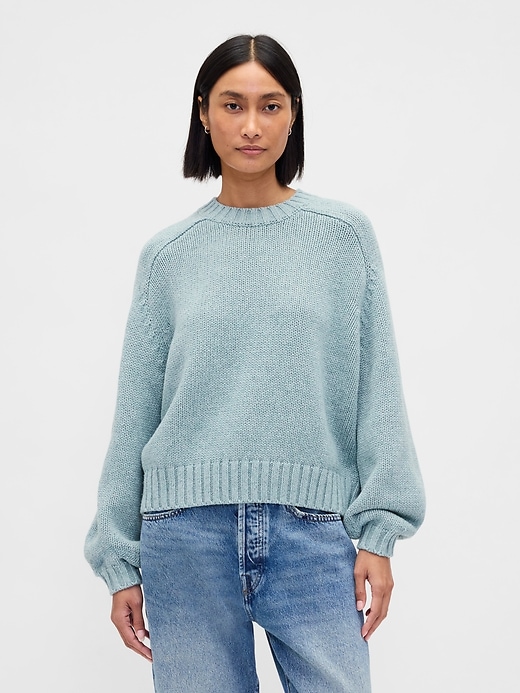 Image number 1 showing, Cotton-Blend Relaxed Crewneck Sweater