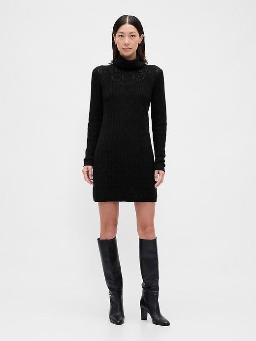 Image number 1 showing, CashSoft Pointelle Turtleneck Sweater Dress