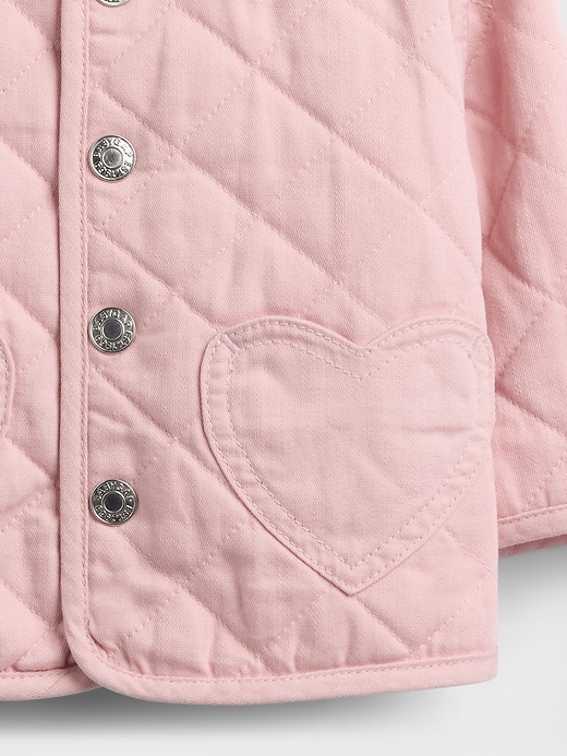 Image number 3 showing, Baby Quilted Denim Heart Pocket Jacket