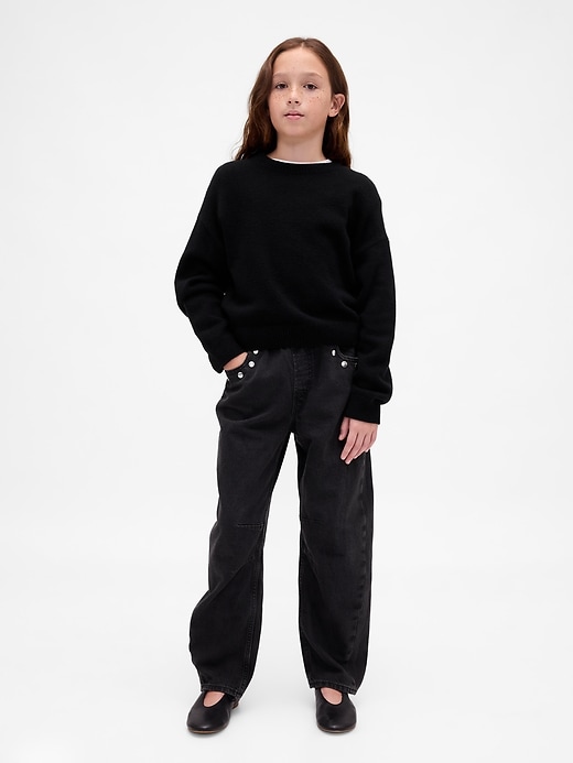 Image number 1 showing, Kids High Rise Studded Easy Barrel Jeans