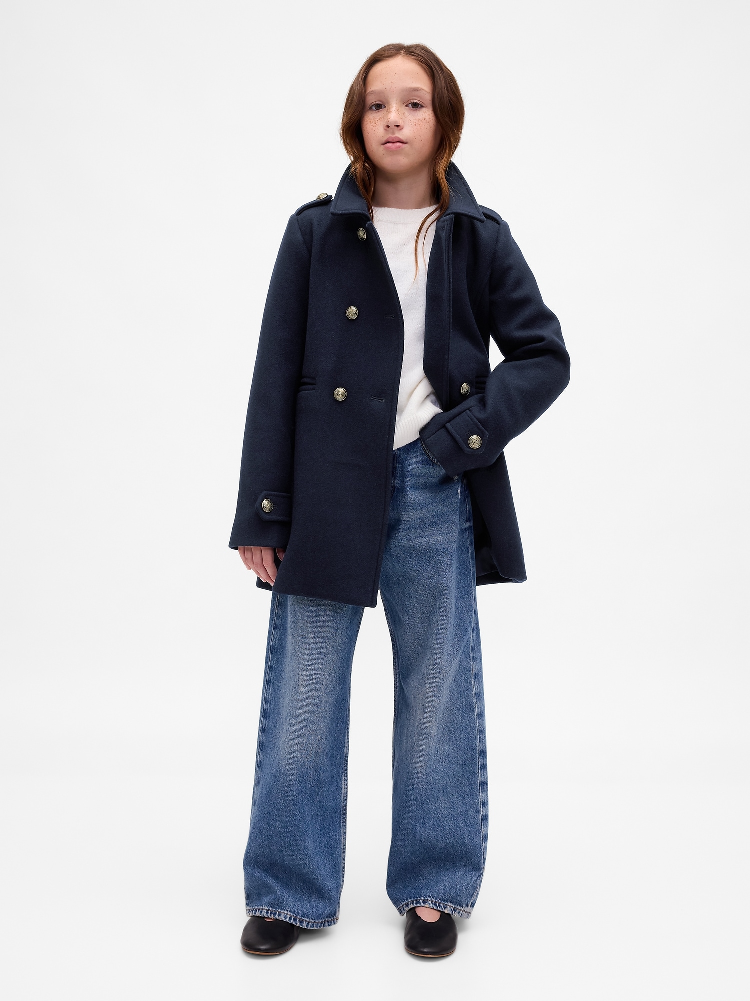 Kids Wool-Blend Peacoat