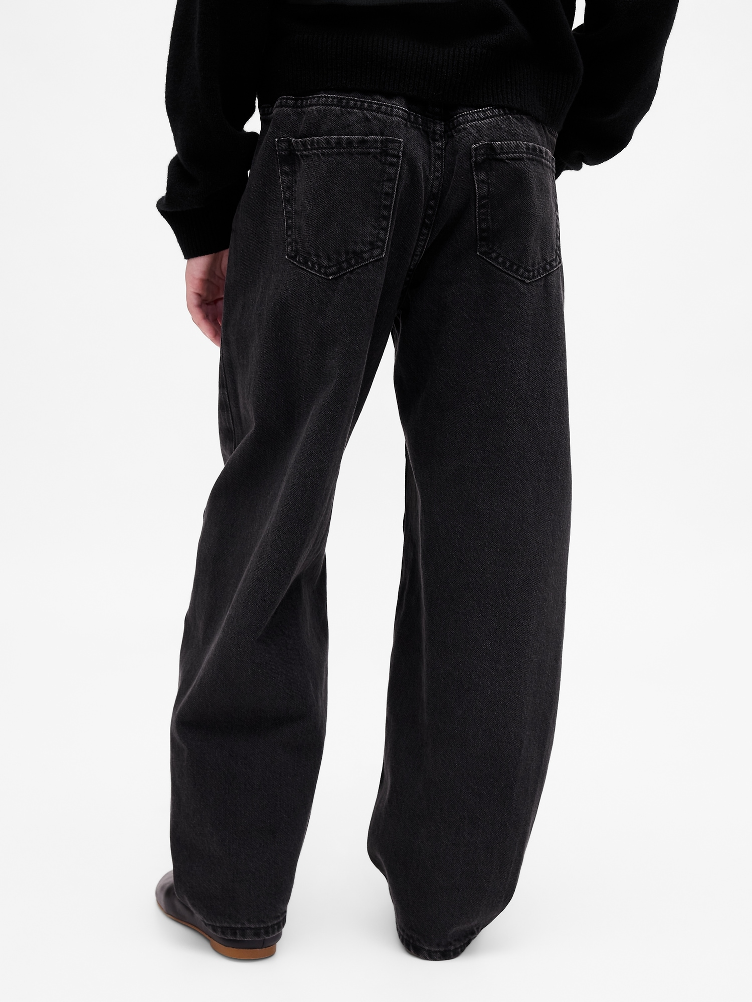 Kids High Rise Studded Easy Barrel Jeans