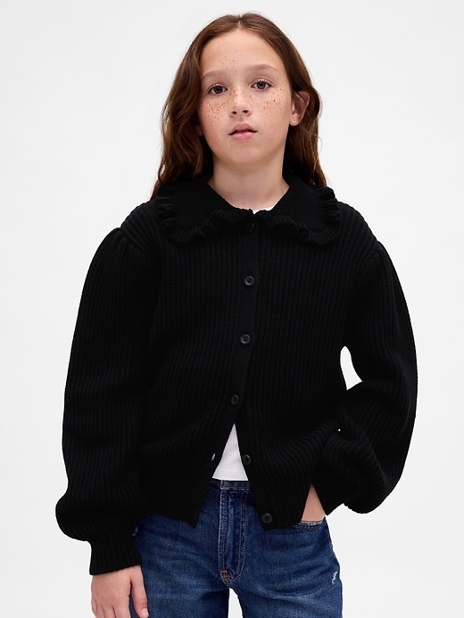 Image number 1 showing, Kids Ruffle Collar Cardigan