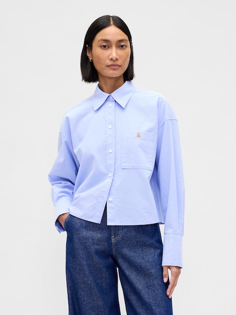 Organic Cotton Straight-Hem Crop Shirt