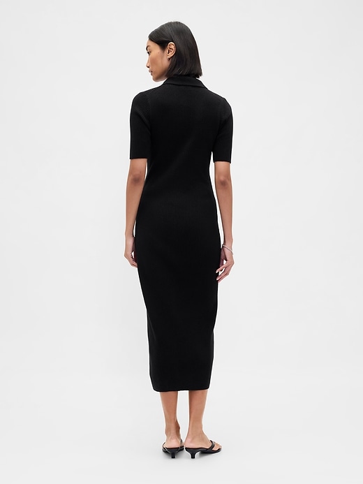 Image number 2 showing, CashSoft Rib Collared Midi Cardigan Dress