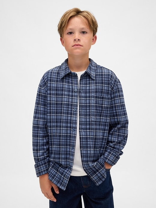 Image number 1 showing, Kids Knit Jersey Plaid Shirt