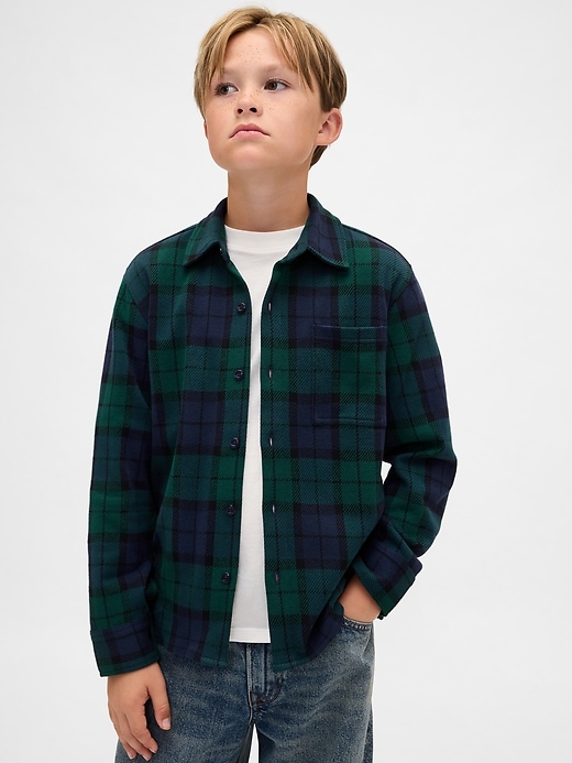 Image number 1 showing, Kids Knit Jersey Plaid Shirt