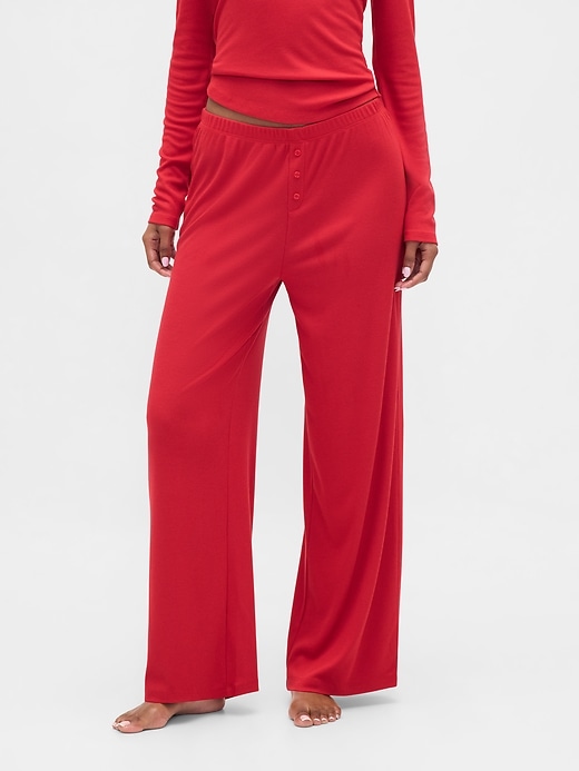 Image number 2 showing, Mini Rib Wide-Leg PJ Pants