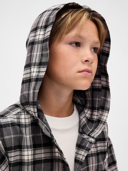 Image number 6 showing, Kids Organic Cotton Hooded Flannel Shirt