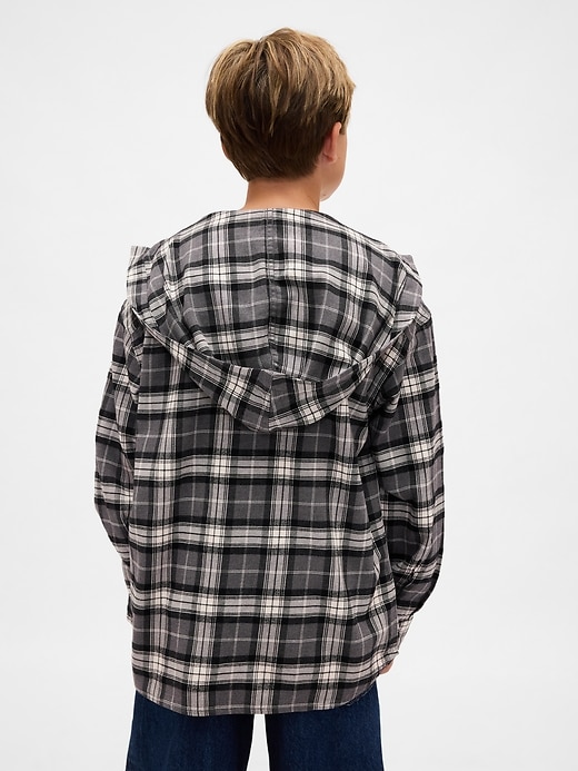Image number 3 showing, Kids Organic Cotton Hooded Flannel Shirt