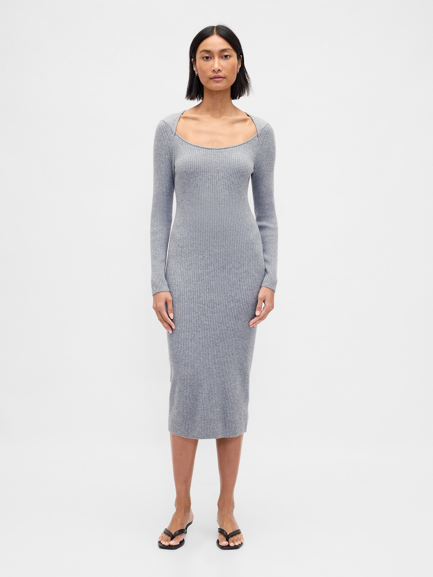 CashSoft Rib Midi Sweater Dress