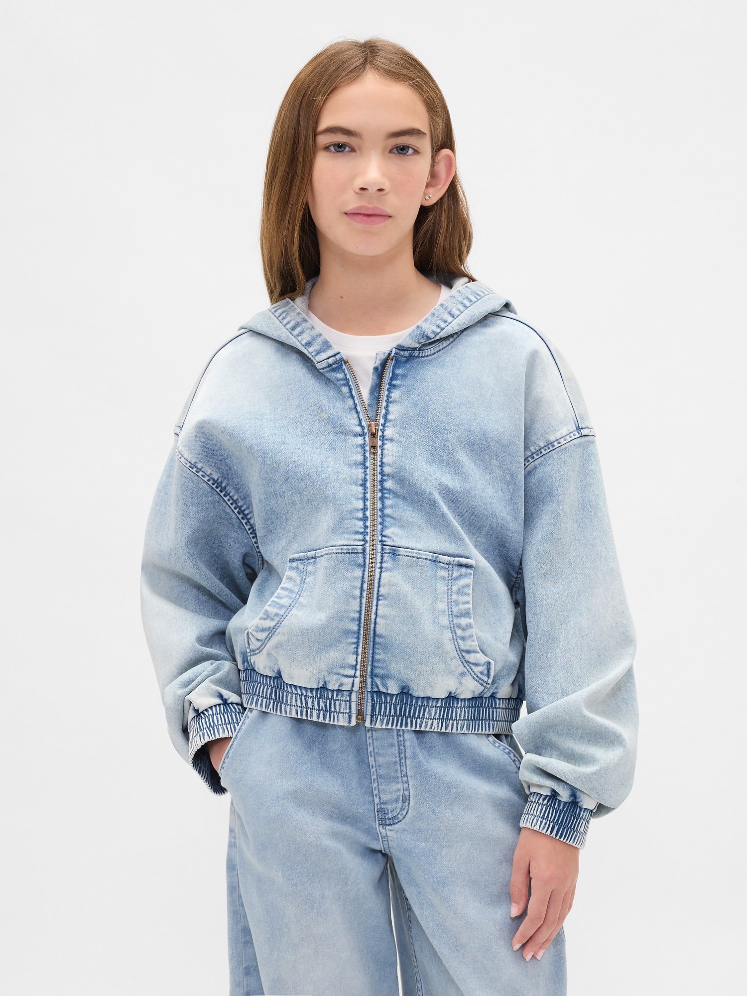 Kids Knit Denim Zip Hoodie