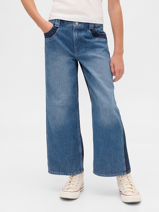 Image number 3 showing, Kids High Rise Stride Wide-Leg Ankle Jeans