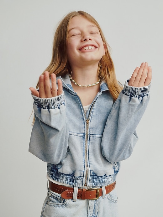 Image number 7 showing, Kids Knit Denim Zip Hoodie