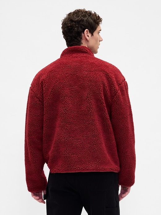 Image number 3 showing, Recycled Sherpa Oversized Logo Zip Jacket