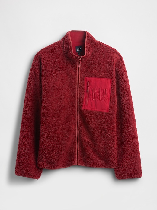 Image number 5 showing, Recycled Sherpa Oversized Logo Zip Jacket