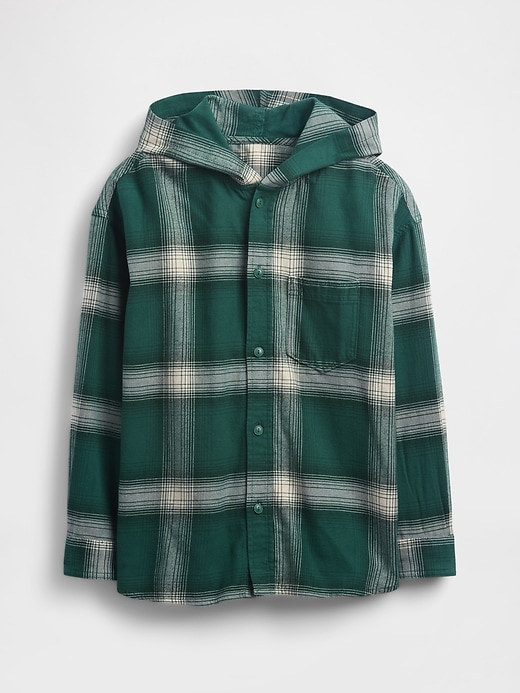 Image number 2 showing, Kids Organic Cotton Hooded Flannel Shirt
