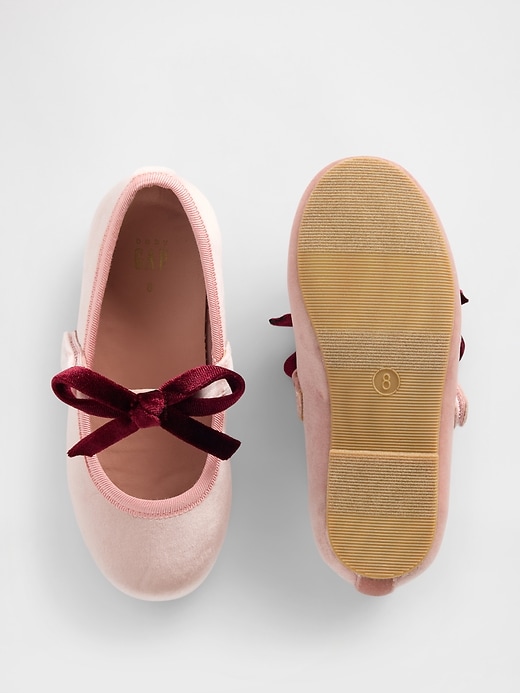 Image number 3 showing, Toddler Velvet Bow Mary Jane Flats