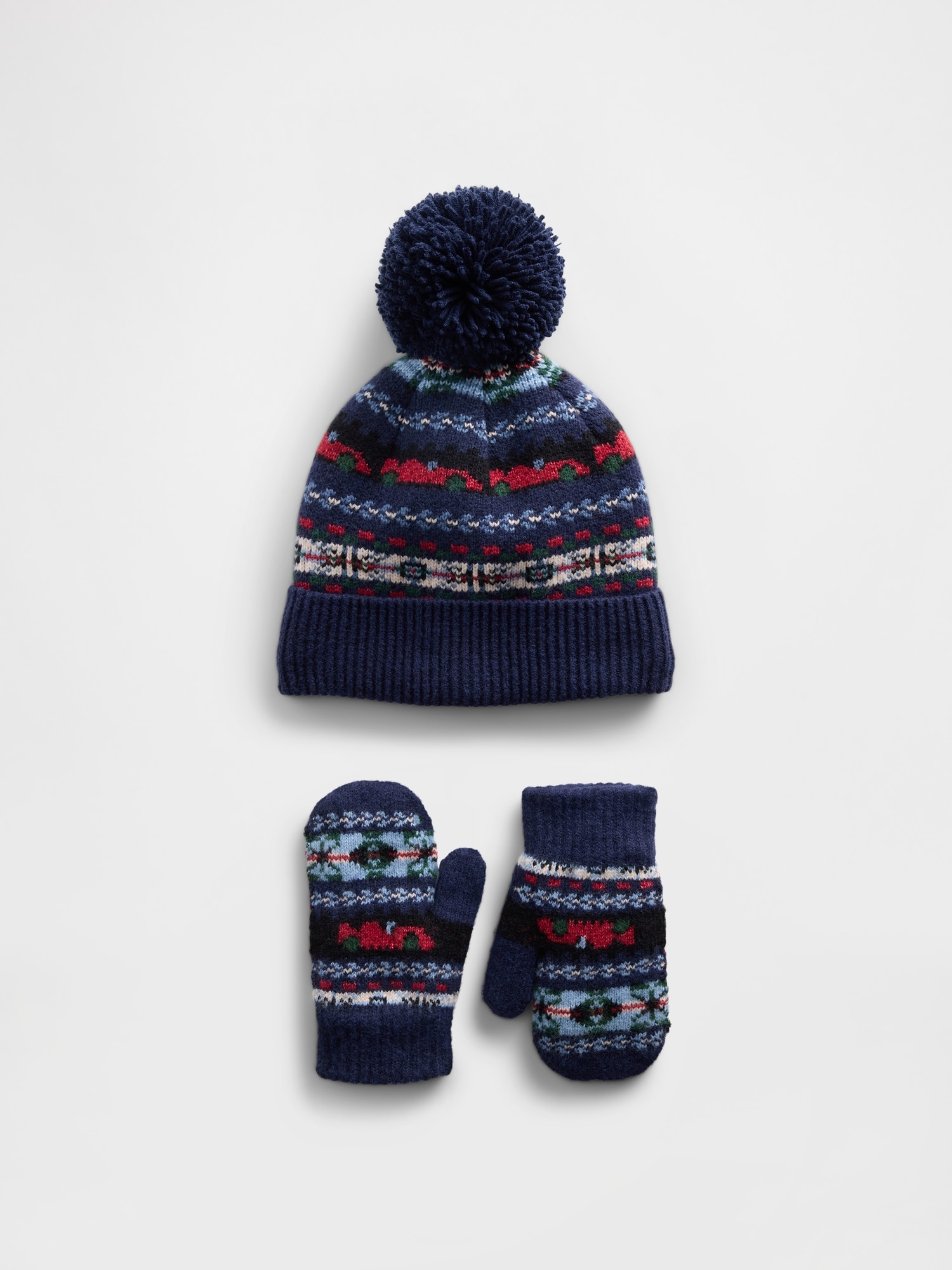 Baby & Toddler Fair Isle Pom Beanie & Mittens Set