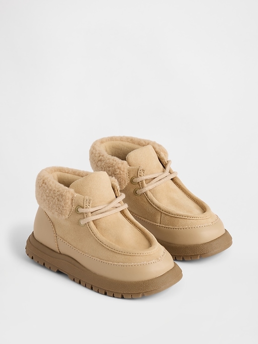Image number 2 showing, Toddler Vegan Suede Sherpa-Cuff Boots