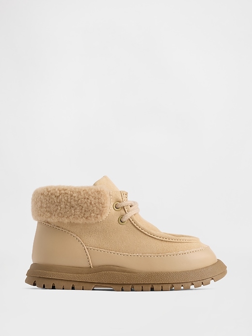Image number 1 showing, Toddler Vegan Suede Sherpa-Cuff Boots