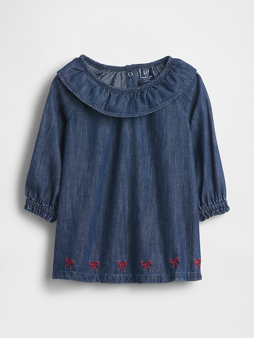 Image number 1 showing, Baby Denim Ruffle Collar Dress