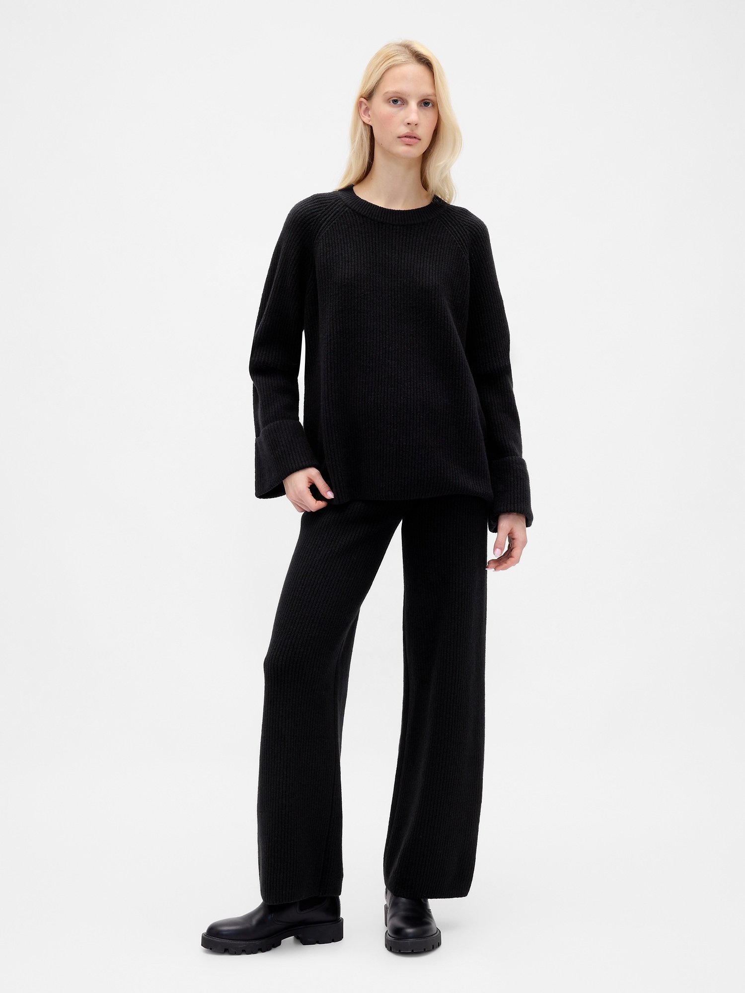 CashSoft Shaker-Stitch Boyfriend Sweater