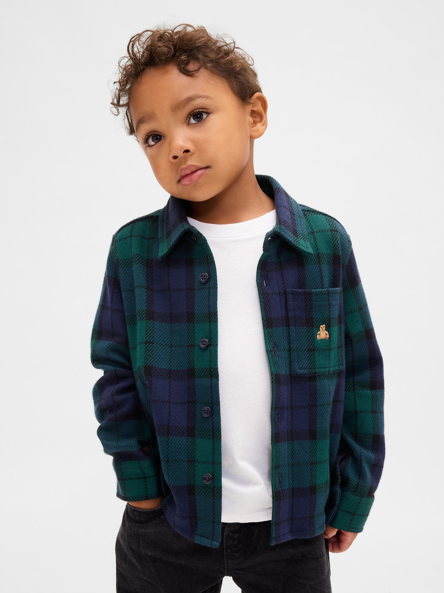Baby & Toddler Knit Jersey Plaid Shirt