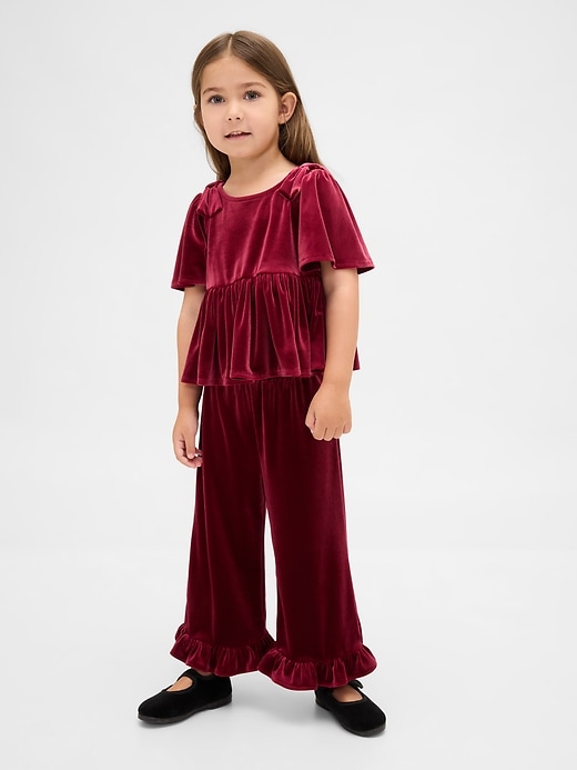 Image number 1 showing, Baby & Toddler Velour Ruffle Outfit Set