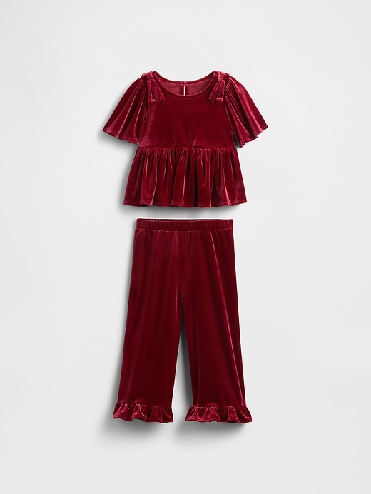 Image number 2 showing, Baby & Toddler Velour Ruffle Outfit Set