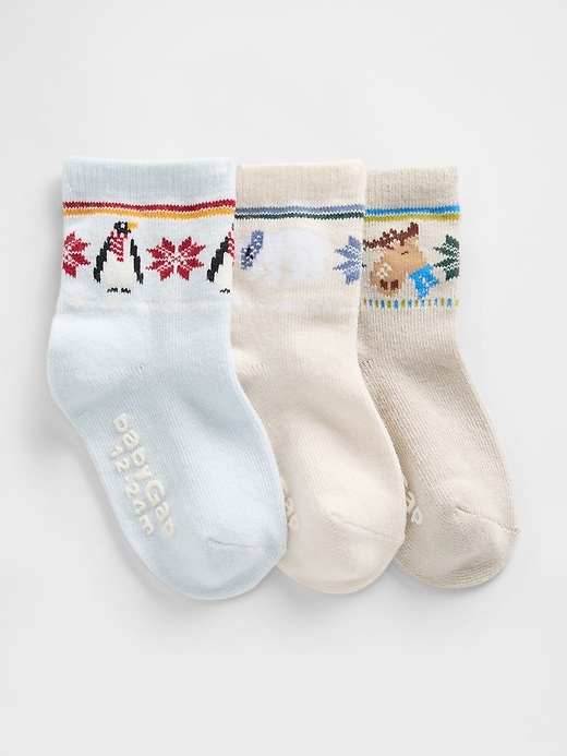 L'image numéro 1 présente Chaussettes à motif jacquard pour Bébé et Tout-petit (paquet de 3 paires)