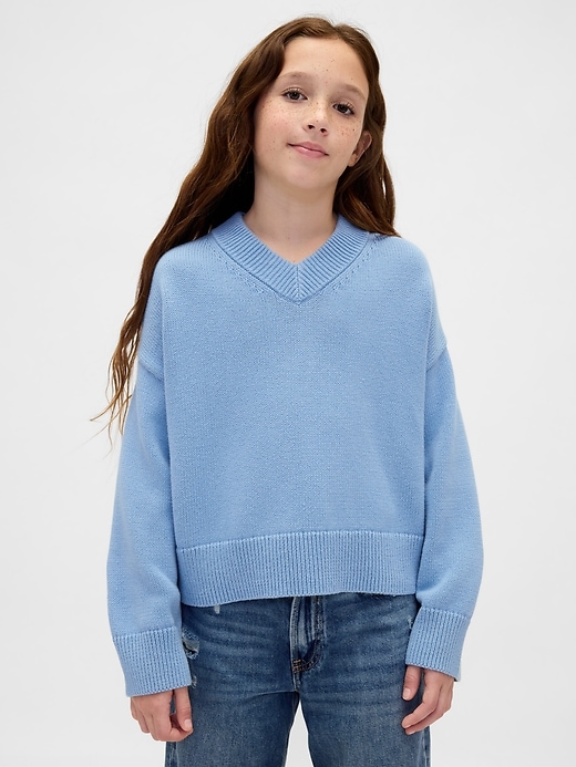 Image number 1 showing, Kids Boxy V-Neck Sweater