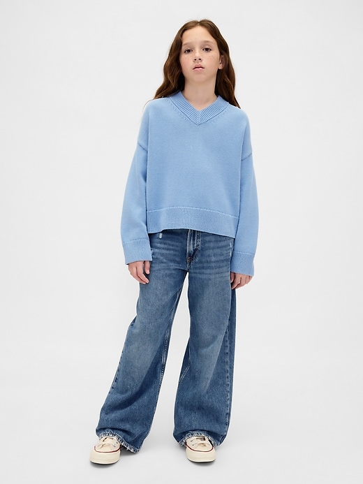 Image number 4 showing, Kids Boxy V-Neck Sweater