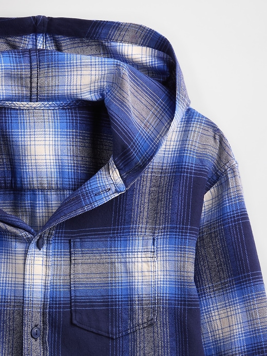 Image number 5 showing, Kids Organic Cotton Hooded Flannel Shirt