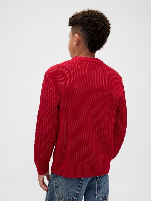 Image number 3 showing, Kids Cable-Knit Crewneck Sweater