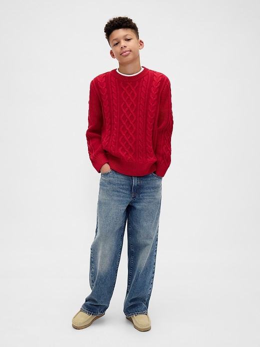 Image number 4 showing, Kids Cable-Knit Crewneck Sweater