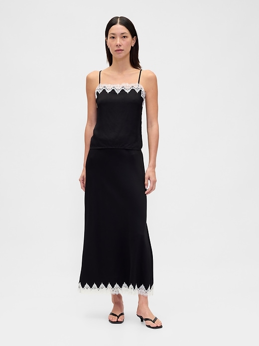 Image number 1 showing, Lace-Trim Maxi Skirt